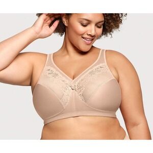Glamorise 40H MagicLift Wire Free Minimizer Bra 1003 Cafe EUC Full Figure